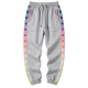 Gray Sweatpants with Rainbow Polka Dot Side Stripes